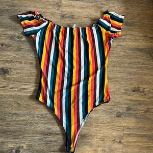 Cute colorful 90’s stripped body suit!